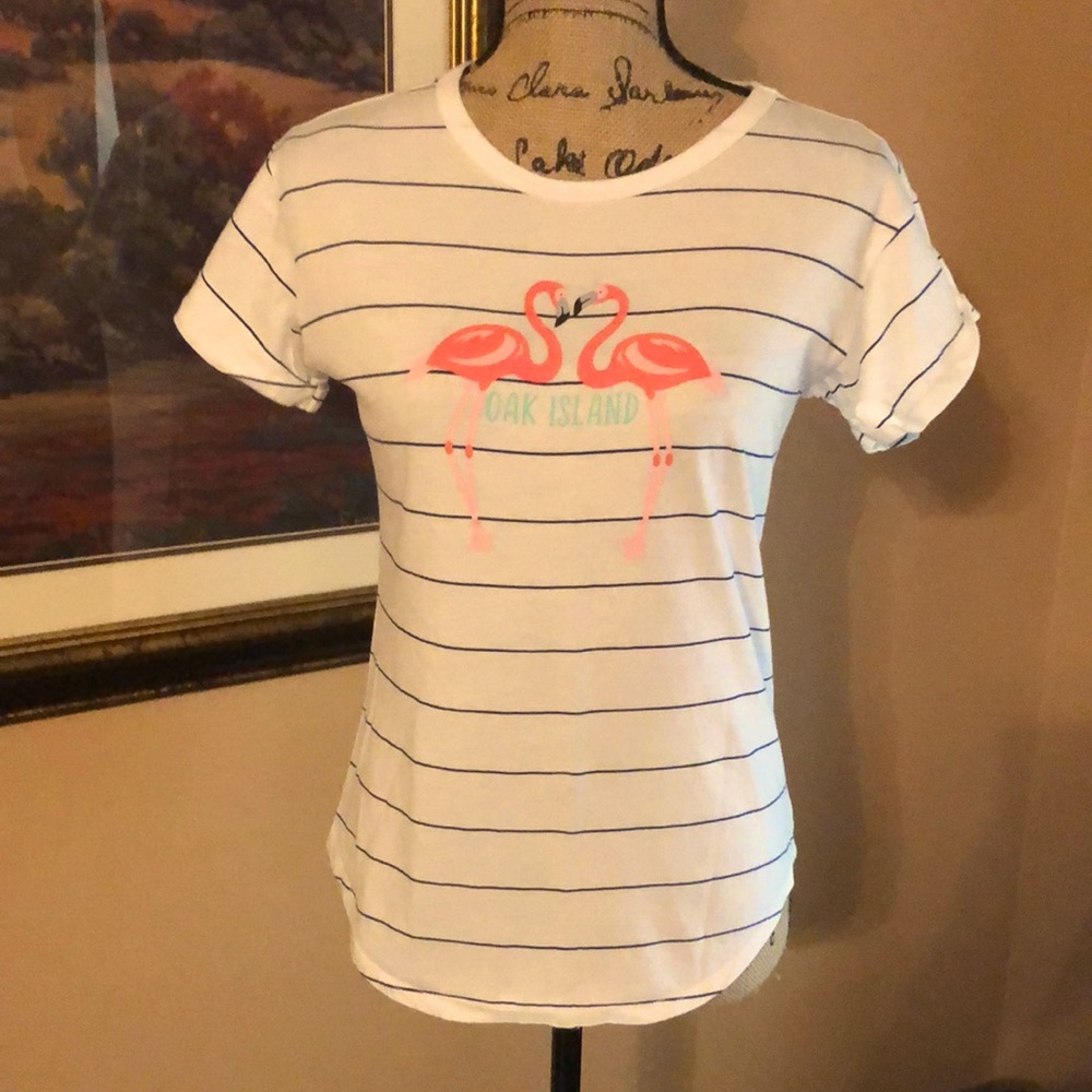 Blue 84 white striped T-Shirt, size small.